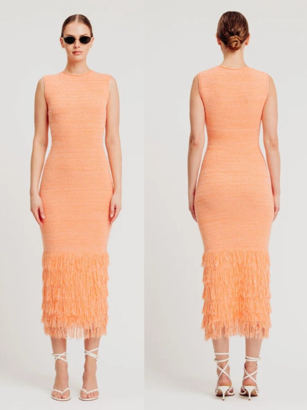 TORN BY RONNY KOBO Simone Knit Maxi Fringe Dress Resort Wear Vacation Chic XS